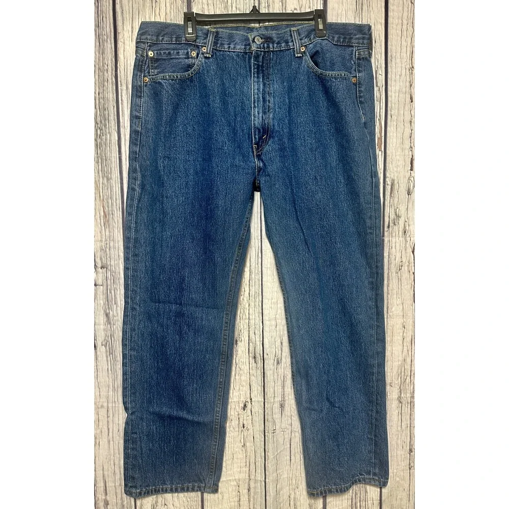 Levis 505 Regular Fit Straight Leg Blue Jeans Mens 40x30 Medium Wash Denim‎